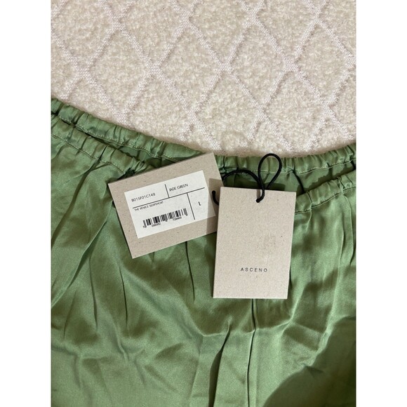 NWT Asceno Venice Sleep Shorts Jade Green 100% Silk Women’s Sleepwear Size L - Picture 3 of 8